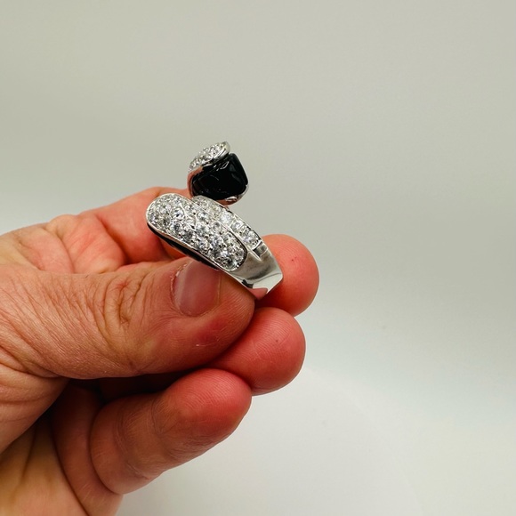 NWT Luxury Black Onyx Cubic Zirconia Bypass Ring - Picture 12 of 17